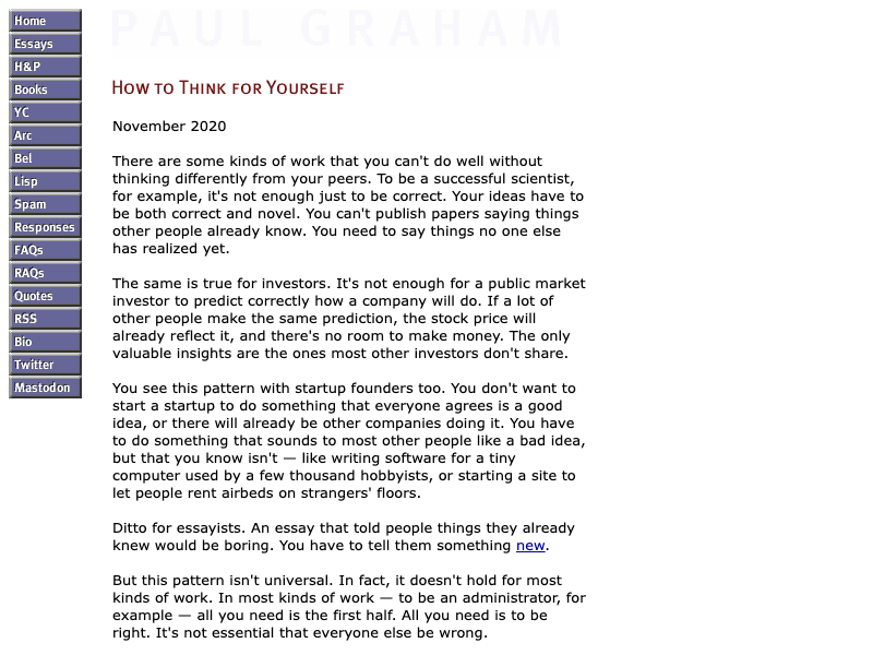 Paul Graham — How to Think for Yourself
